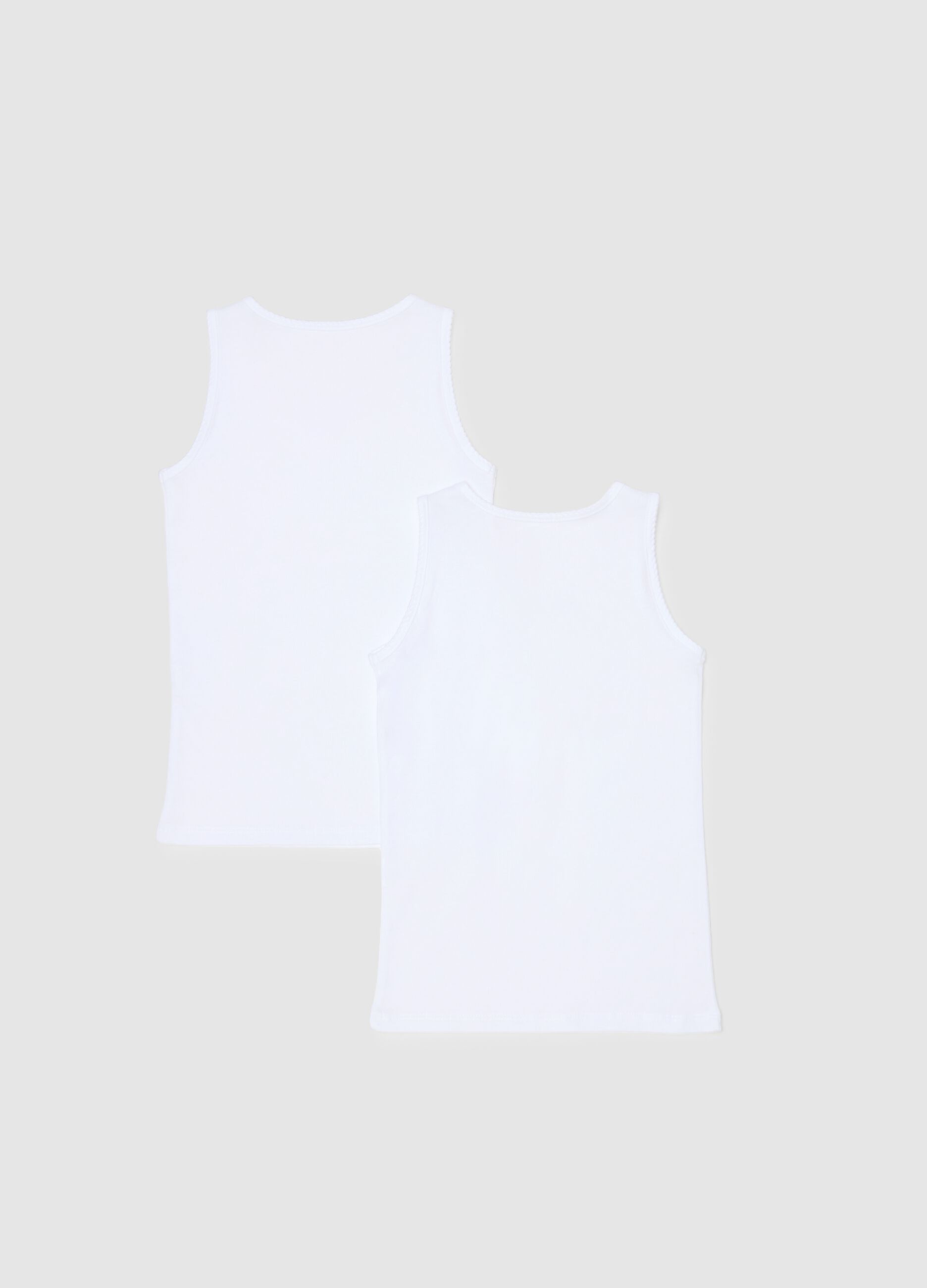 Twin pack of white girls' vests in pure cotton regular fit