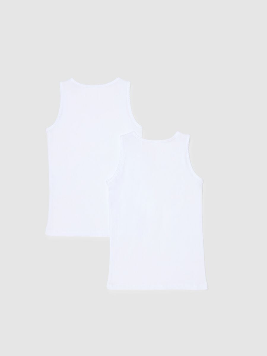 Twin pack of white girls' vests in pure cotton regular fit_1