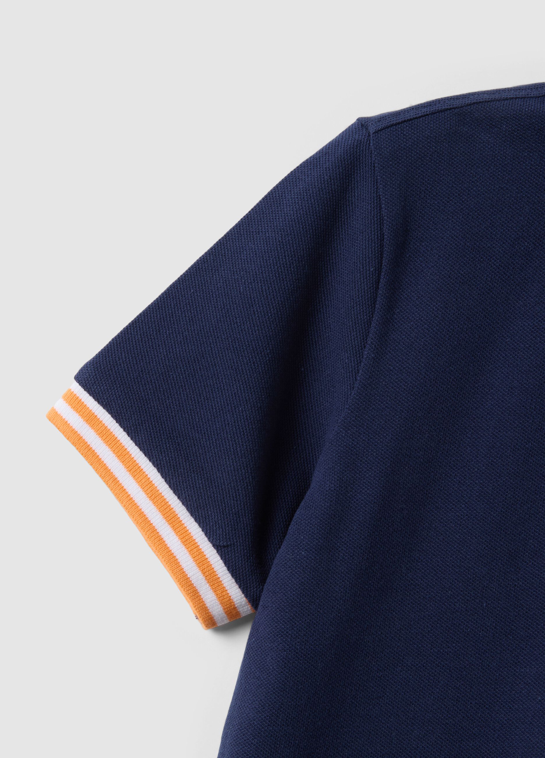 Children's regular fit pure cotton blue polo with coloured trims