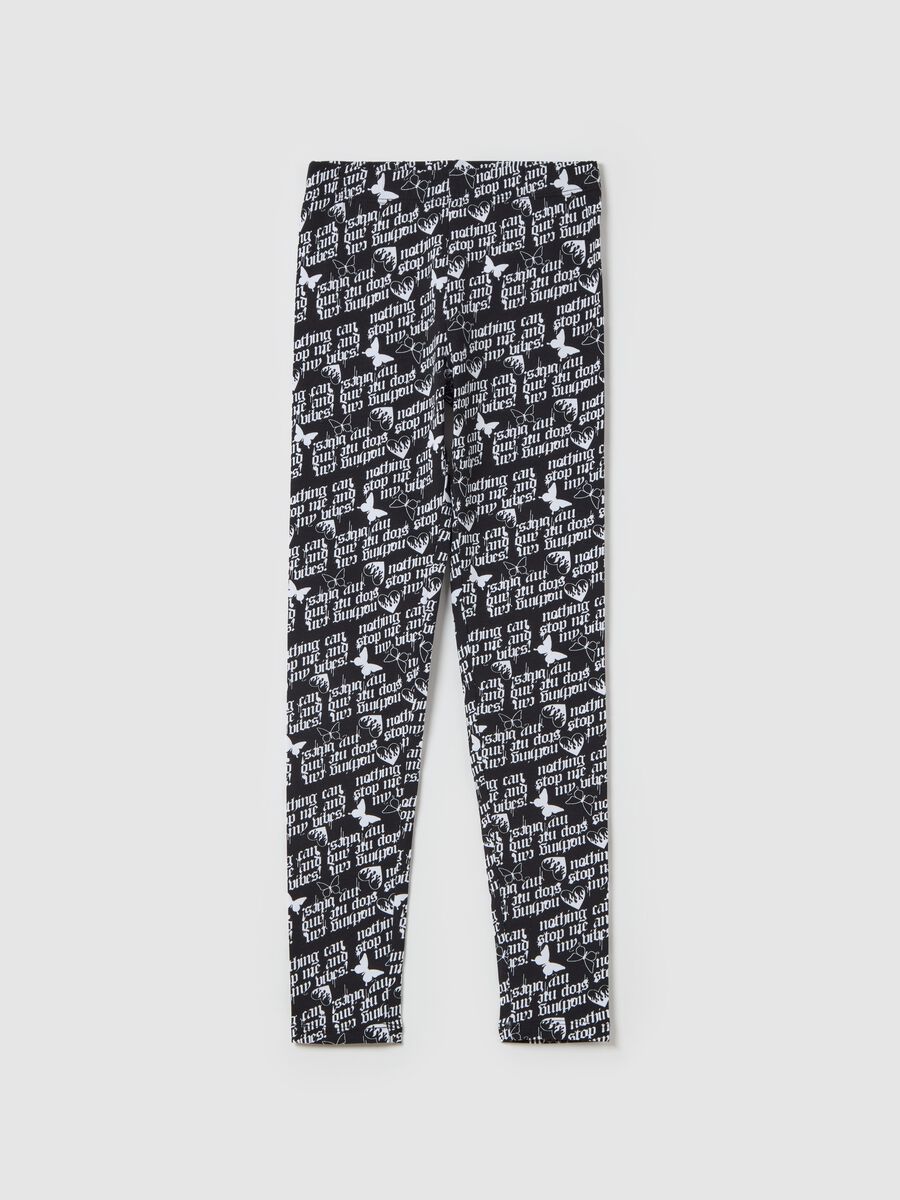 Printed stretch cotton leggings_0