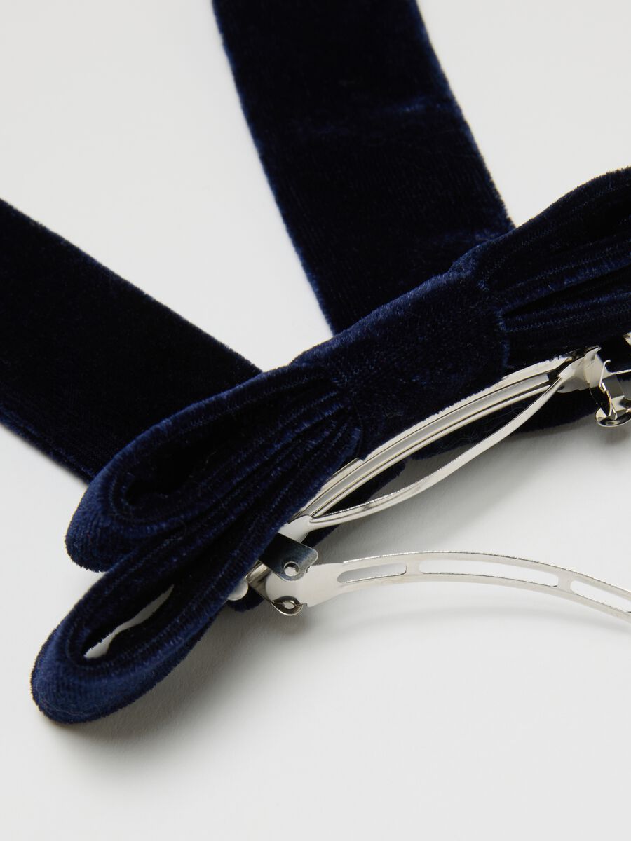 Accessorio per capelli in velluto blu da bambina_2