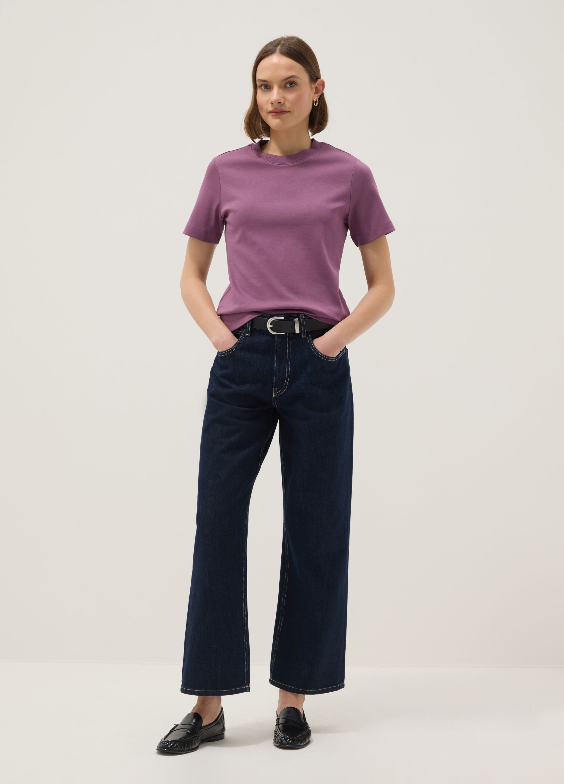 Purple pure cotton relaxed fit T-shirt