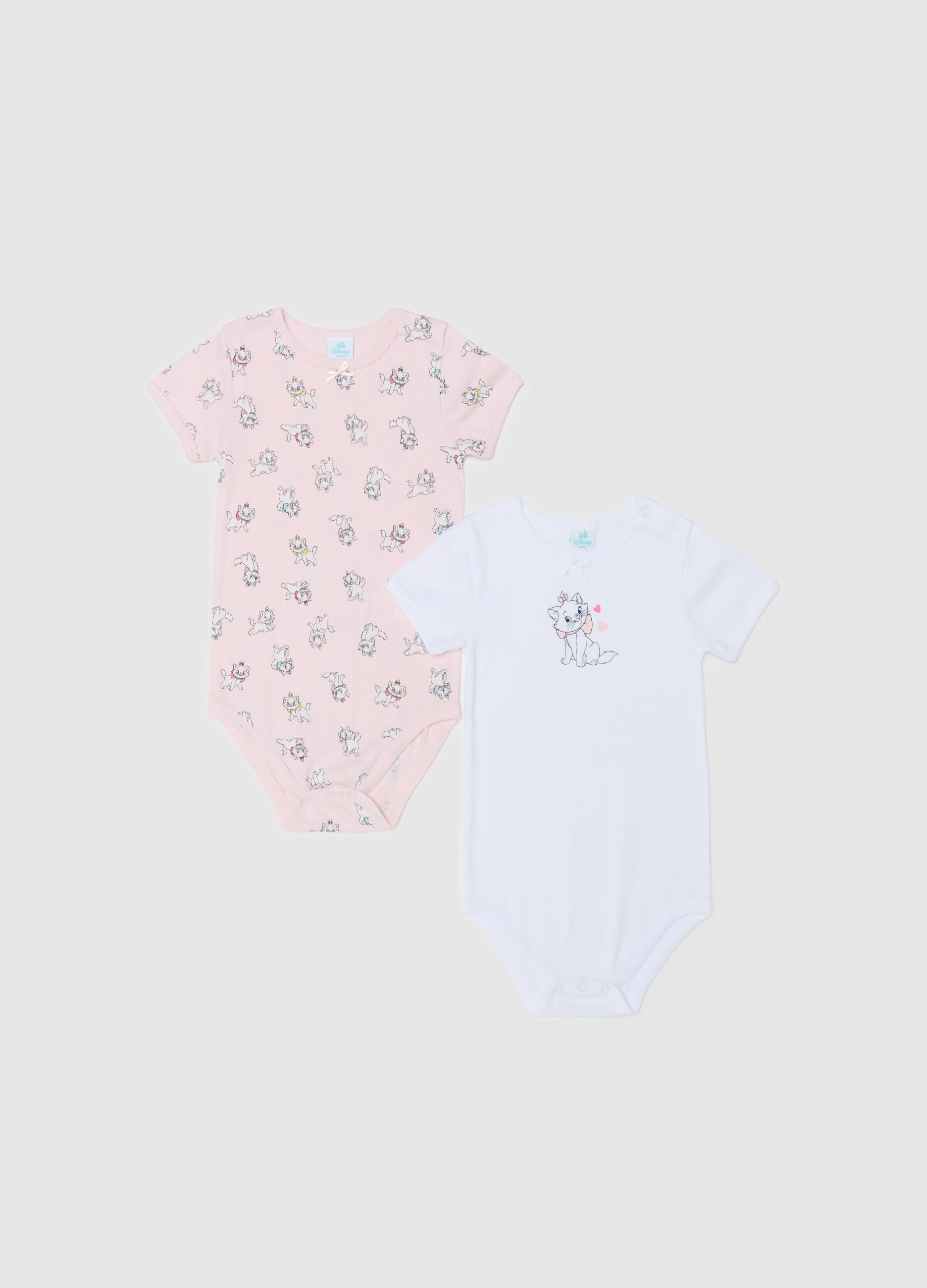 Two-pack cotton bodysuits with Marie print