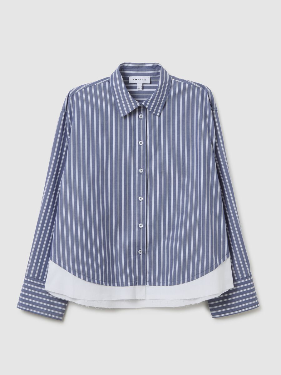 Blue and white striped shirt in pure cotton_4