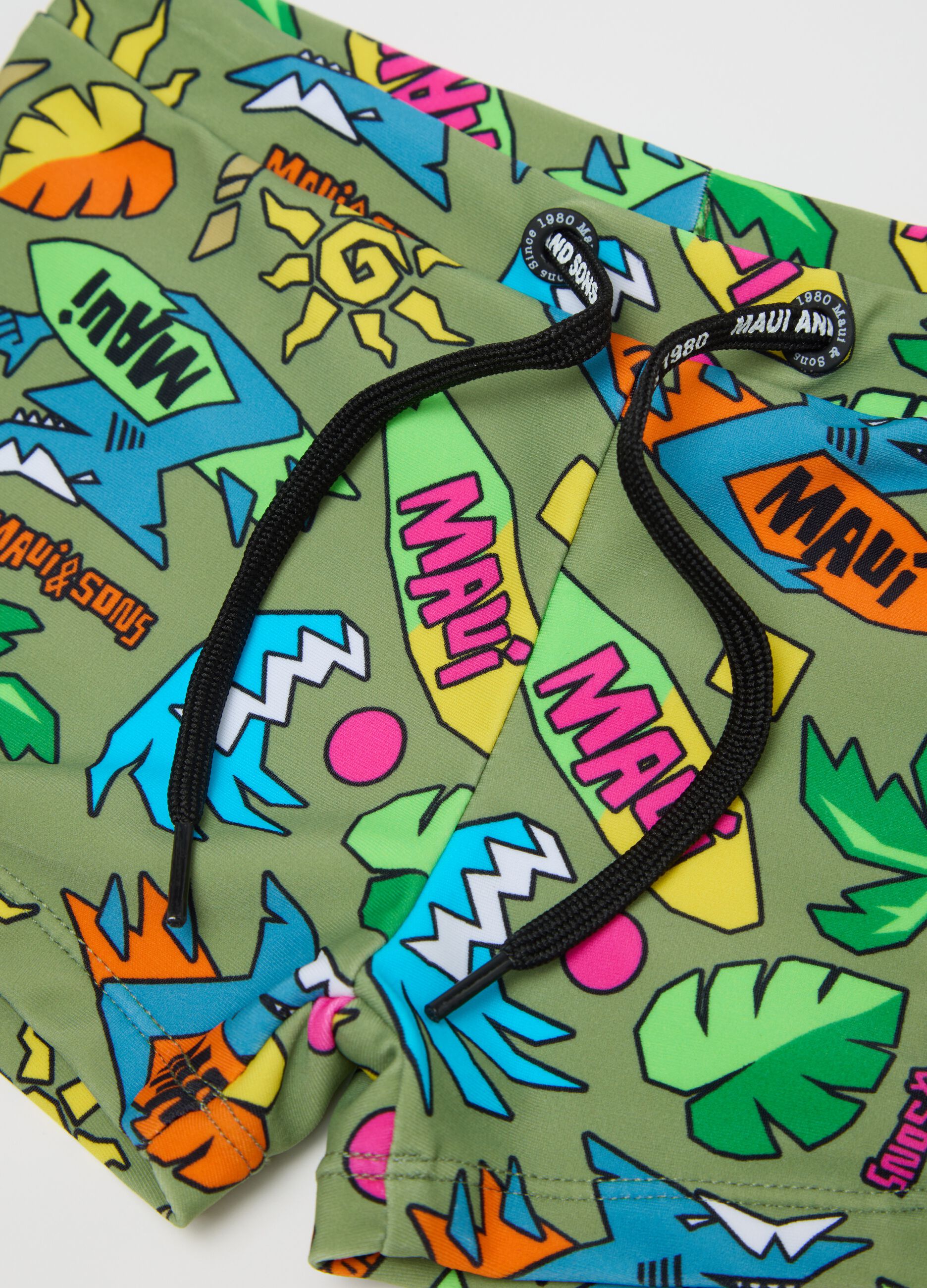 Costume mare da bambino in misto elasticizzato multicolor con fascia elastica
