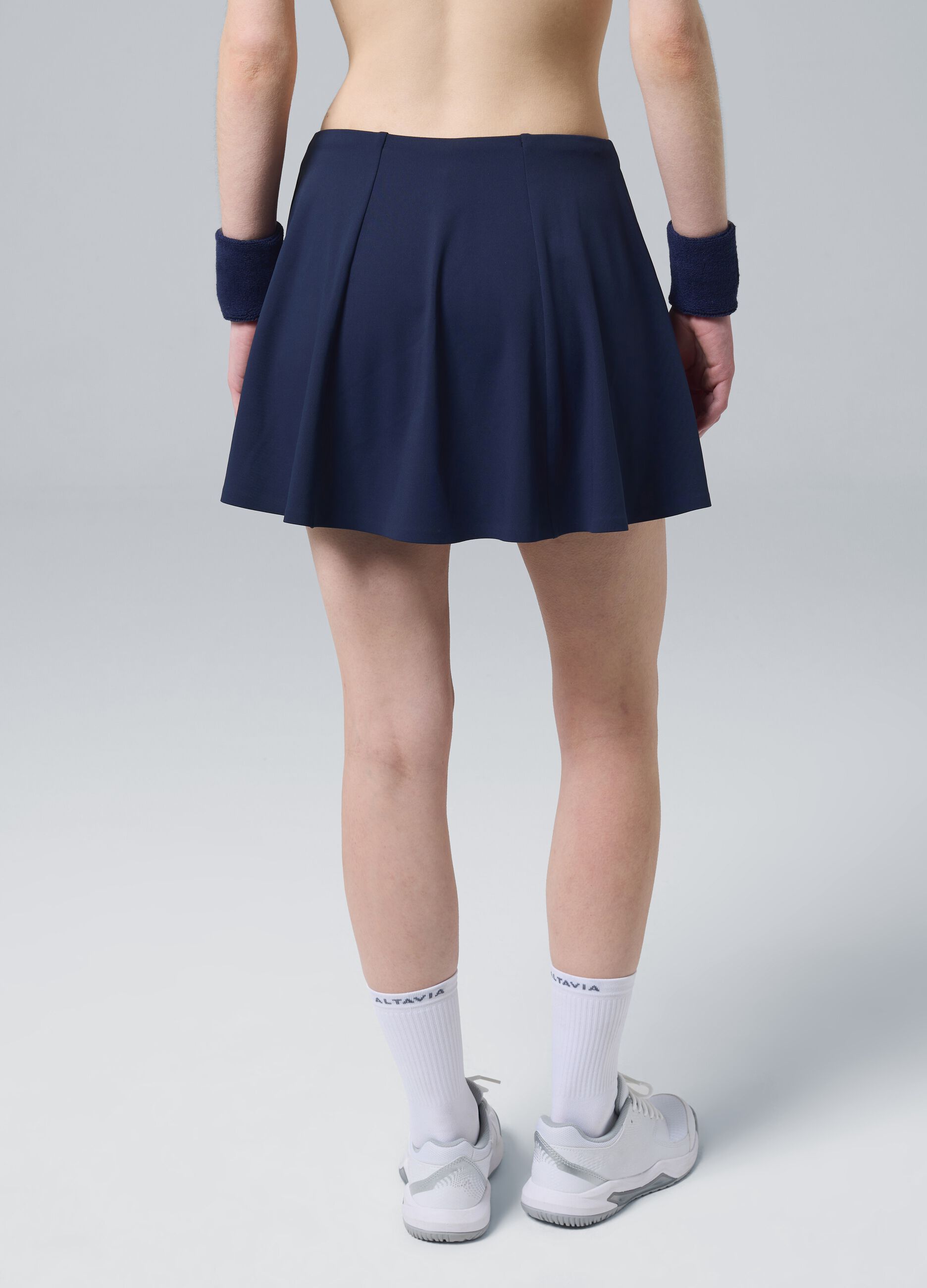 ALTAVIA COURT blue sports skirt in stretch technical fabric with integrated shorts