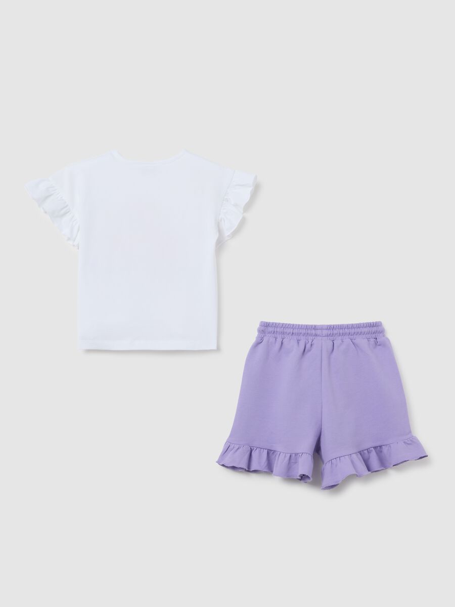Girls' white stretch cotton outfit with Mermaid print, regular fit_1