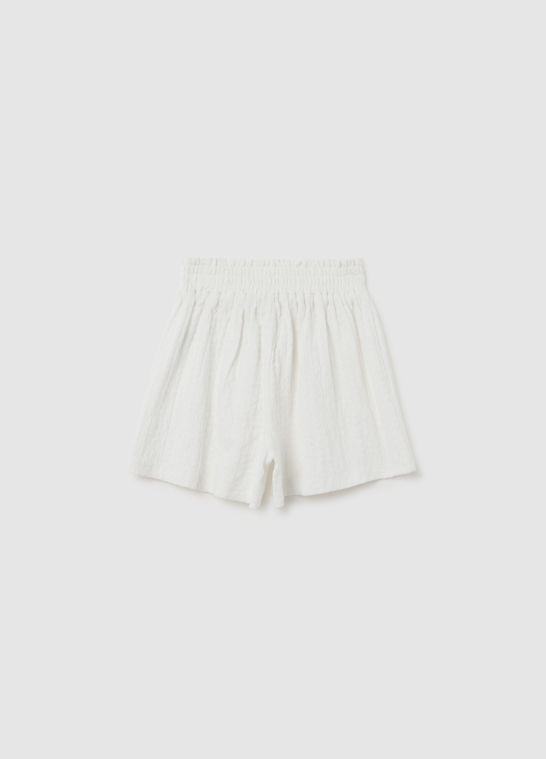 Shorts da bambina in cotone bianco regular fit