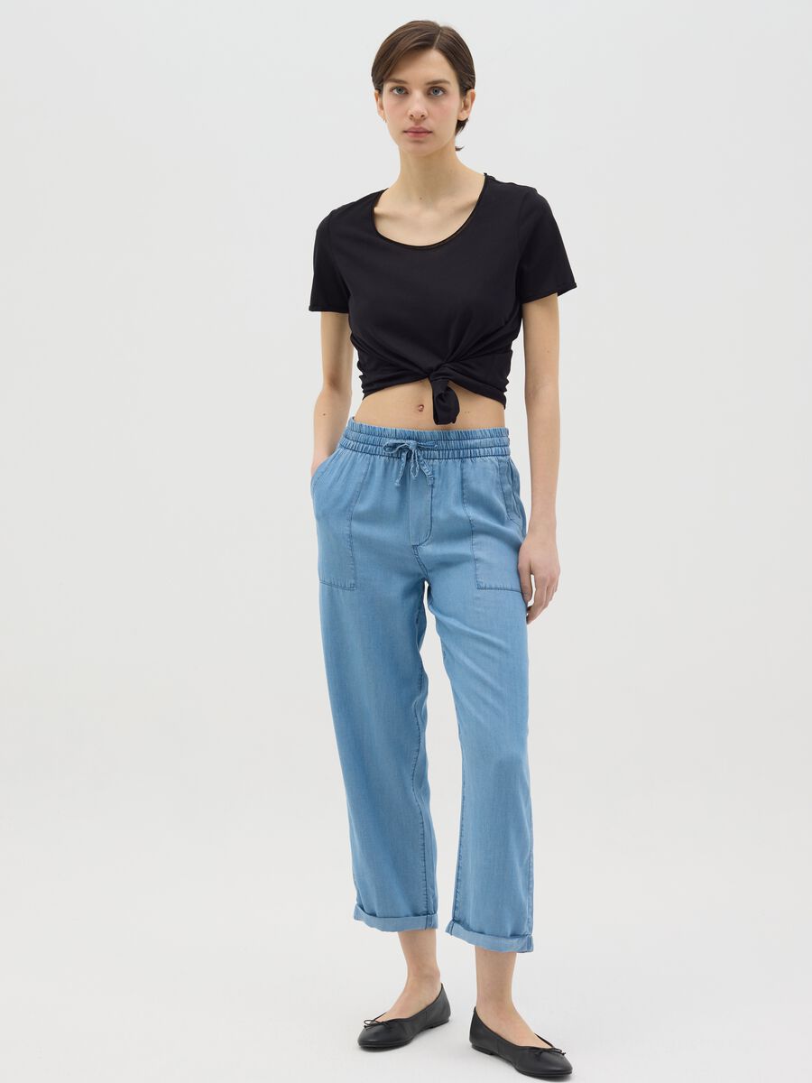 Blue relaxed-fit trousers in Lyocell_0