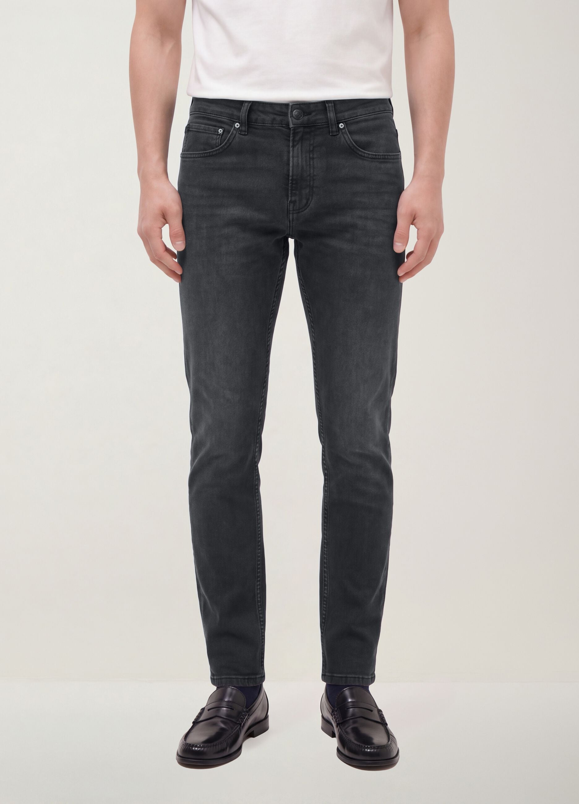 Black slim-fit stretch cotton denim jeans