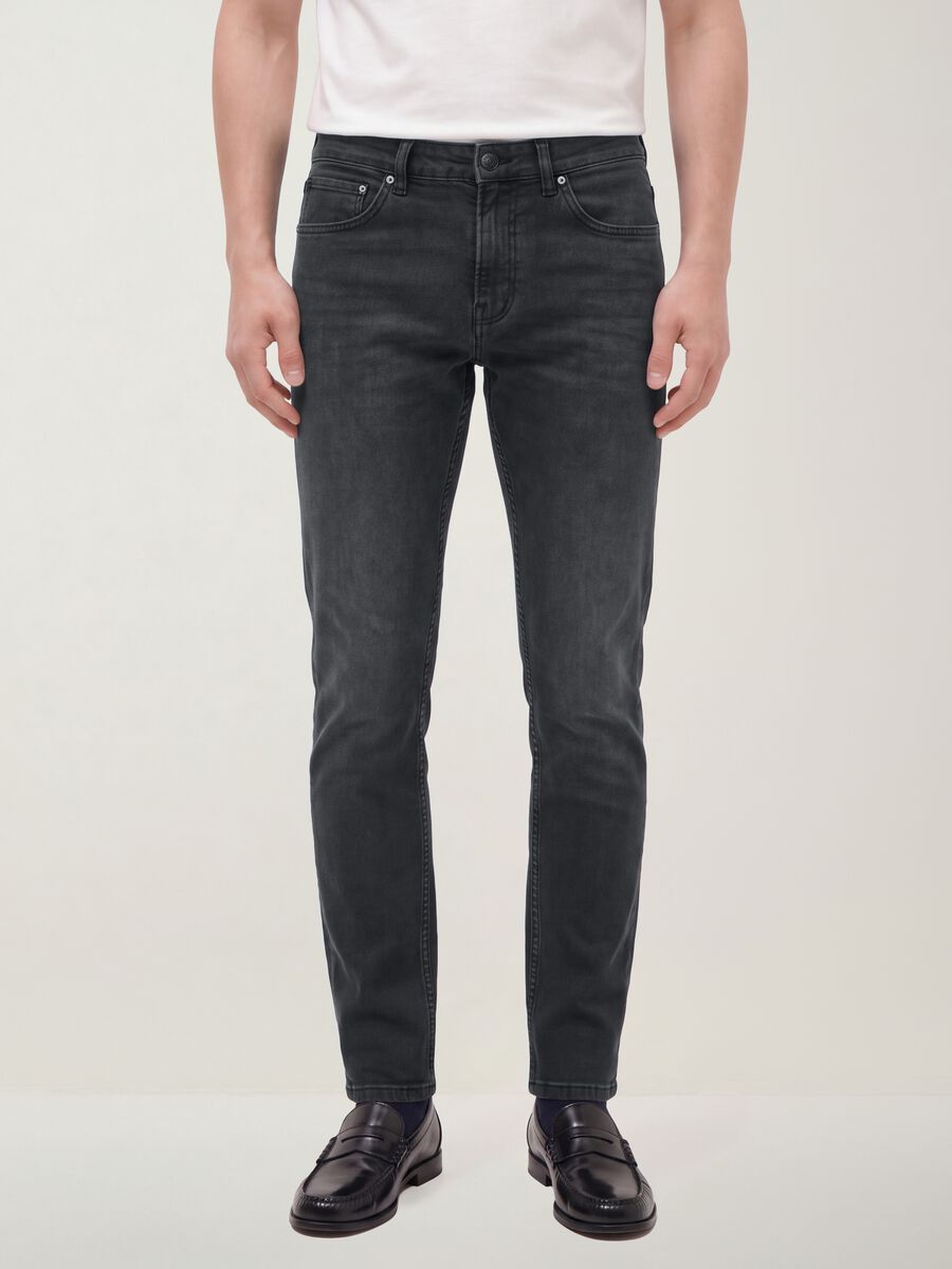 Jeans denim neri in cotone elasticizzato slim fit_1