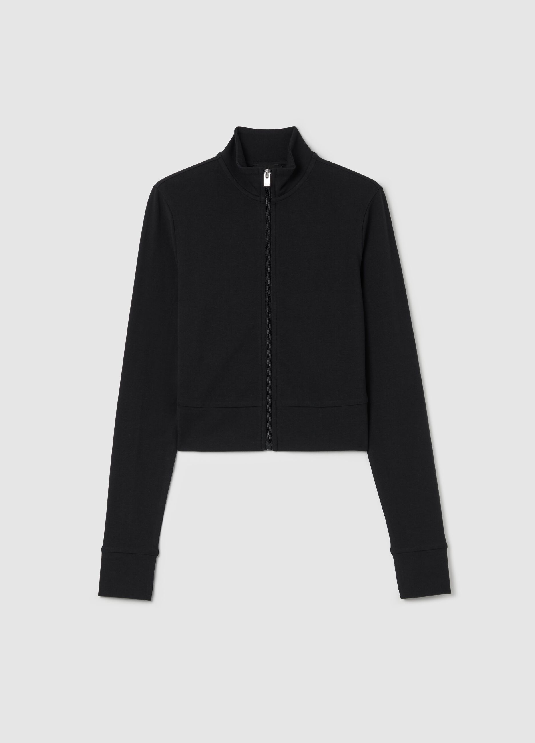 Crop Jersey Full-zip Black