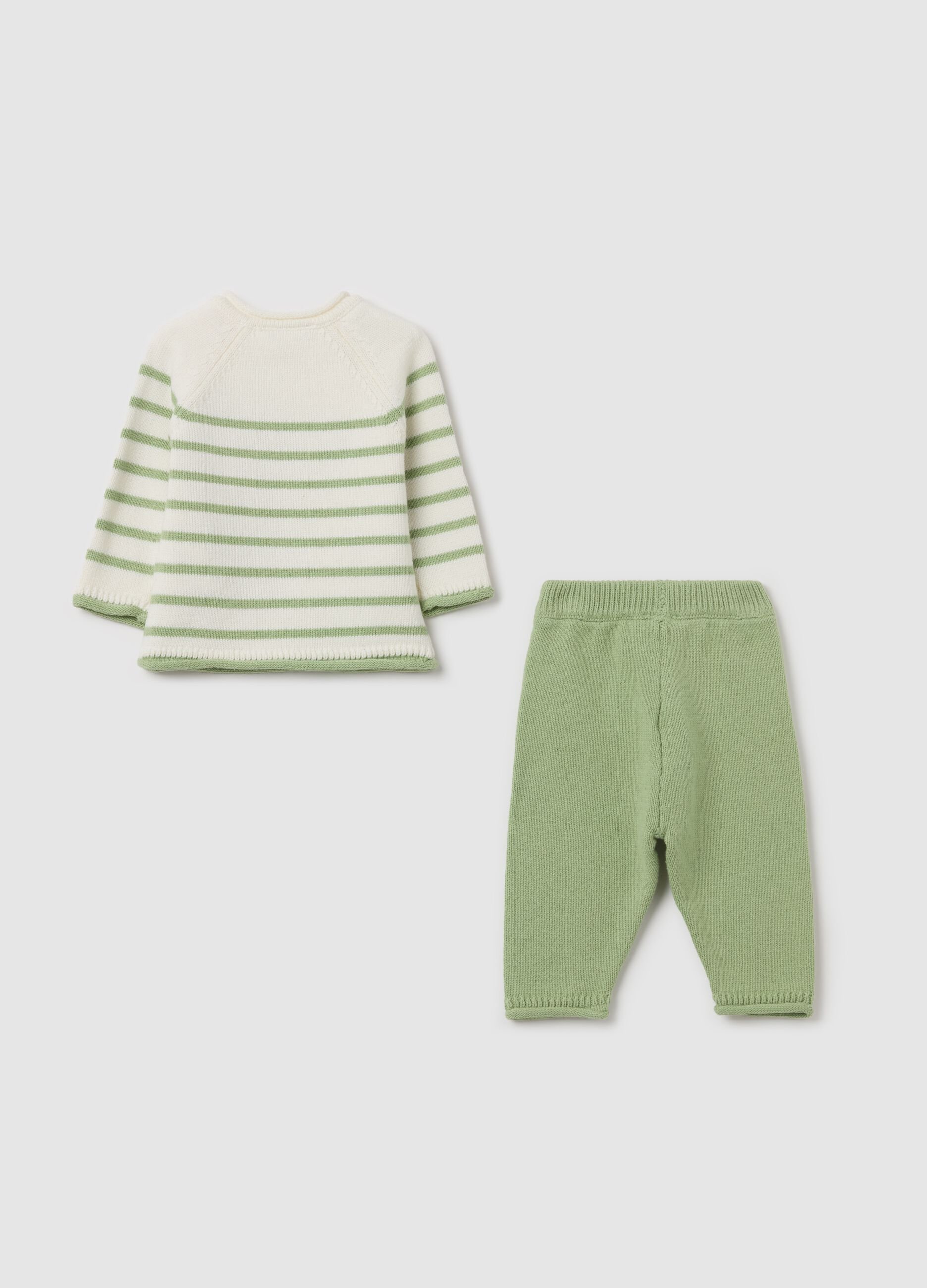 Knit set with striped pattern