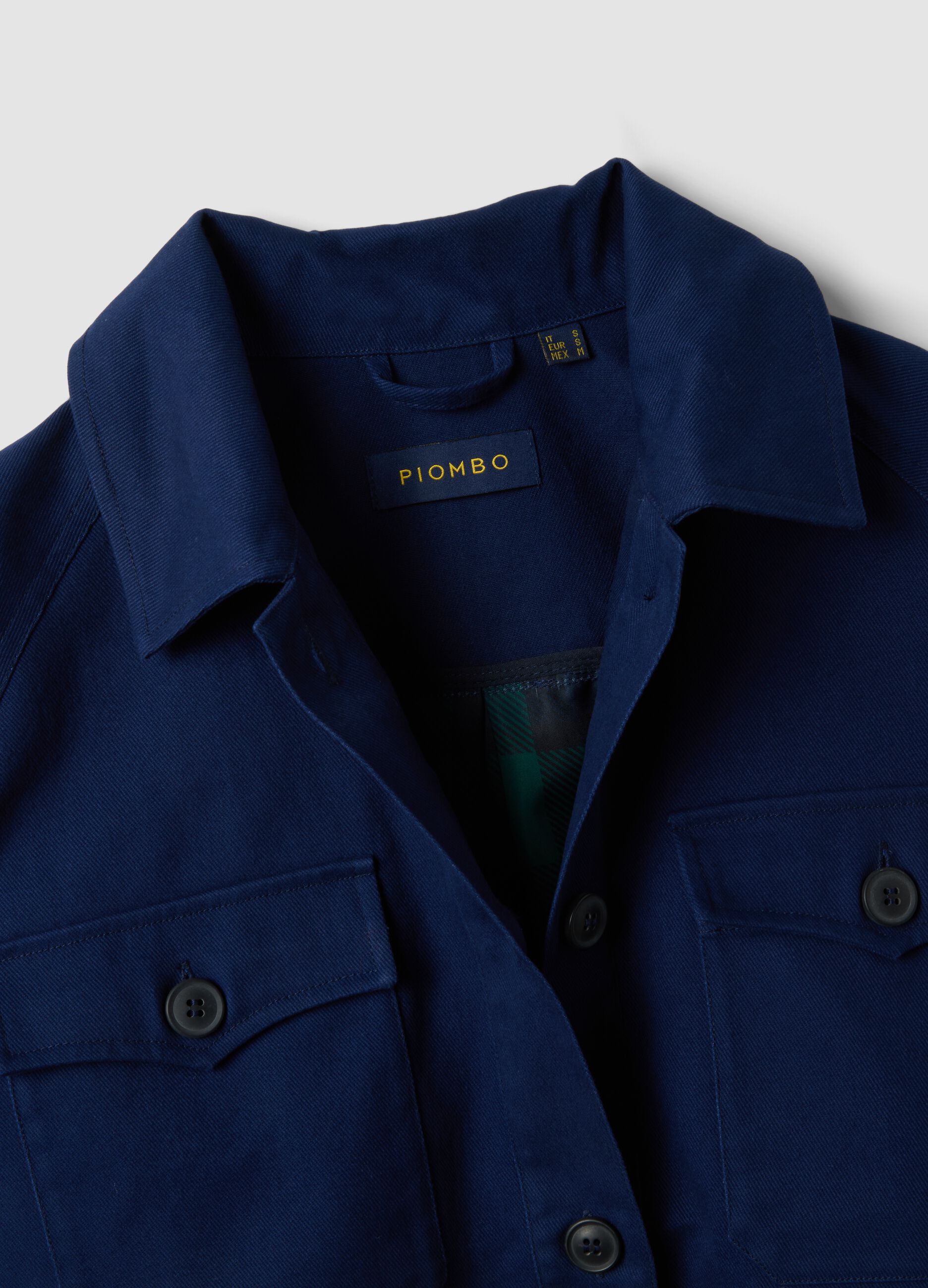 Blue pure cotton regular-fit shacket