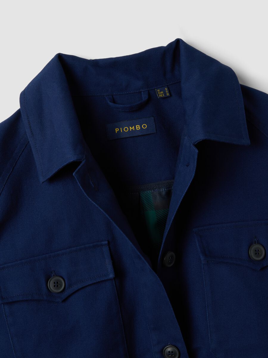 Blue pure cotton regular-fit shacket_1