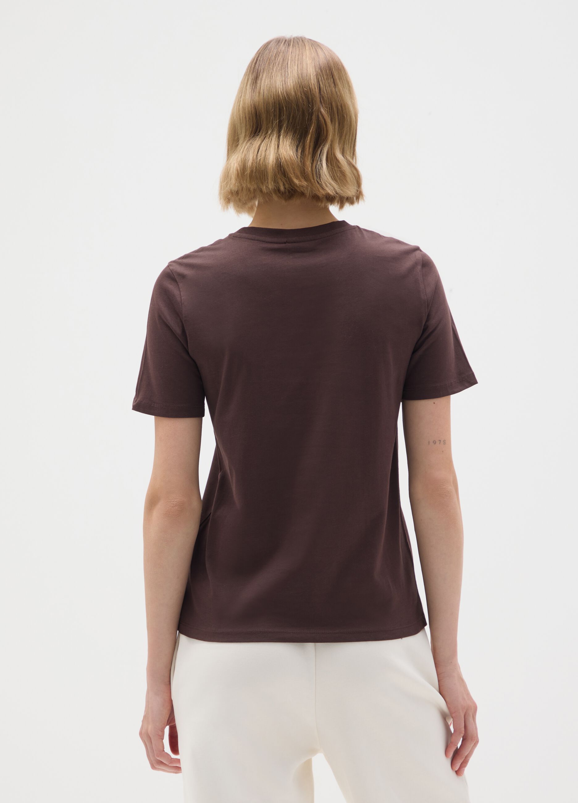 T-shirt in puro cotone marrone regular fit