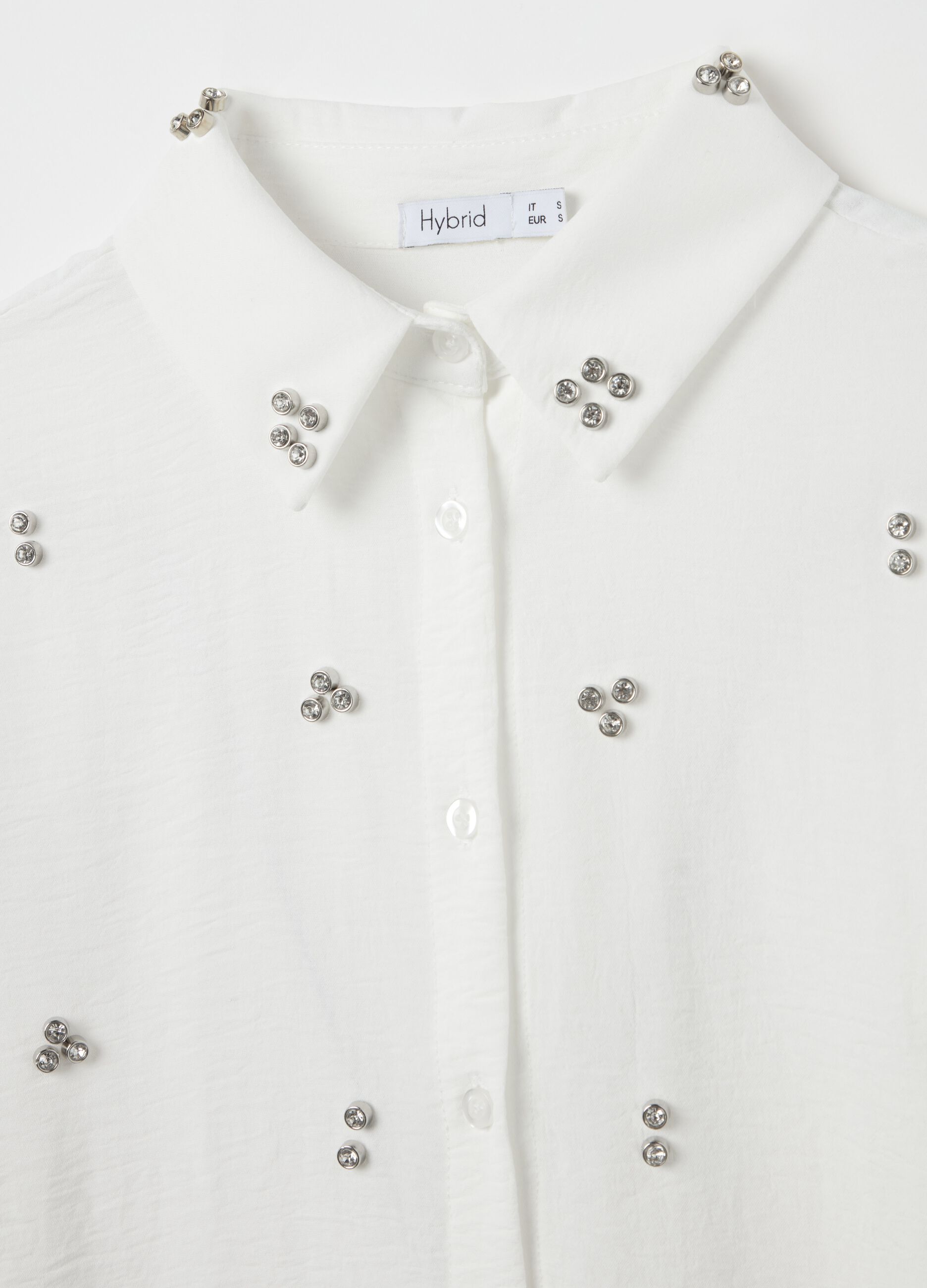 Shirt with diamanté applications