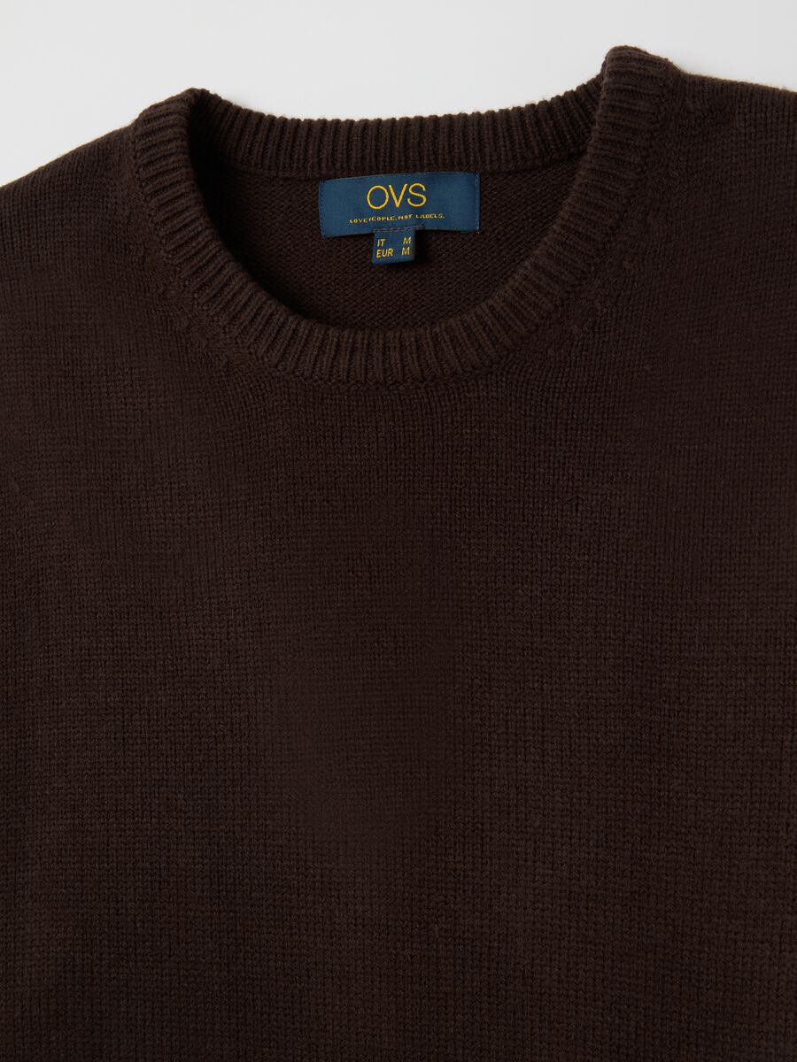 Brown crew neck sweater regular fit_1