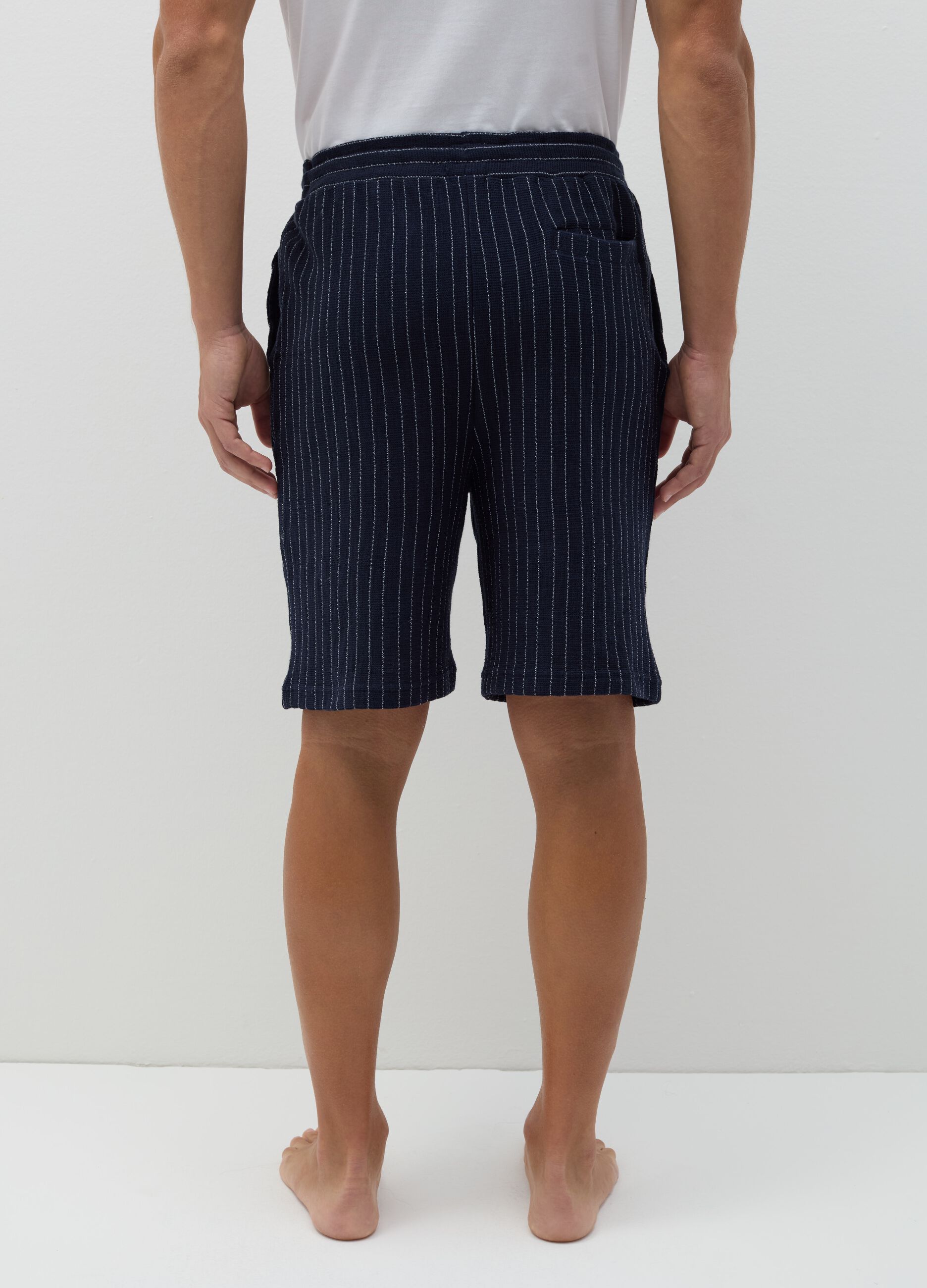 Pinstriped pyjama shorts with drawstring