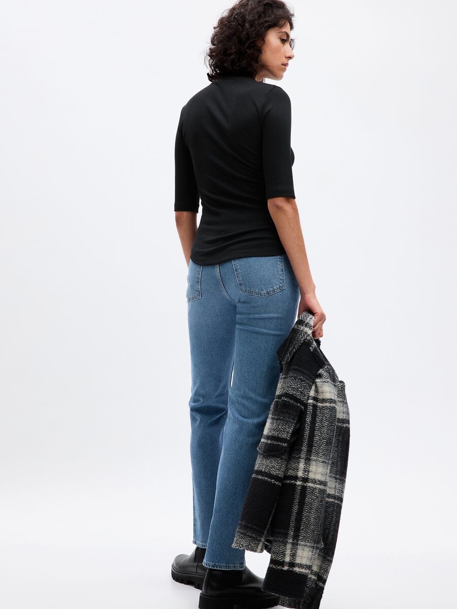 Fine ribbed T-shirt with elbow-length sleeves_1
