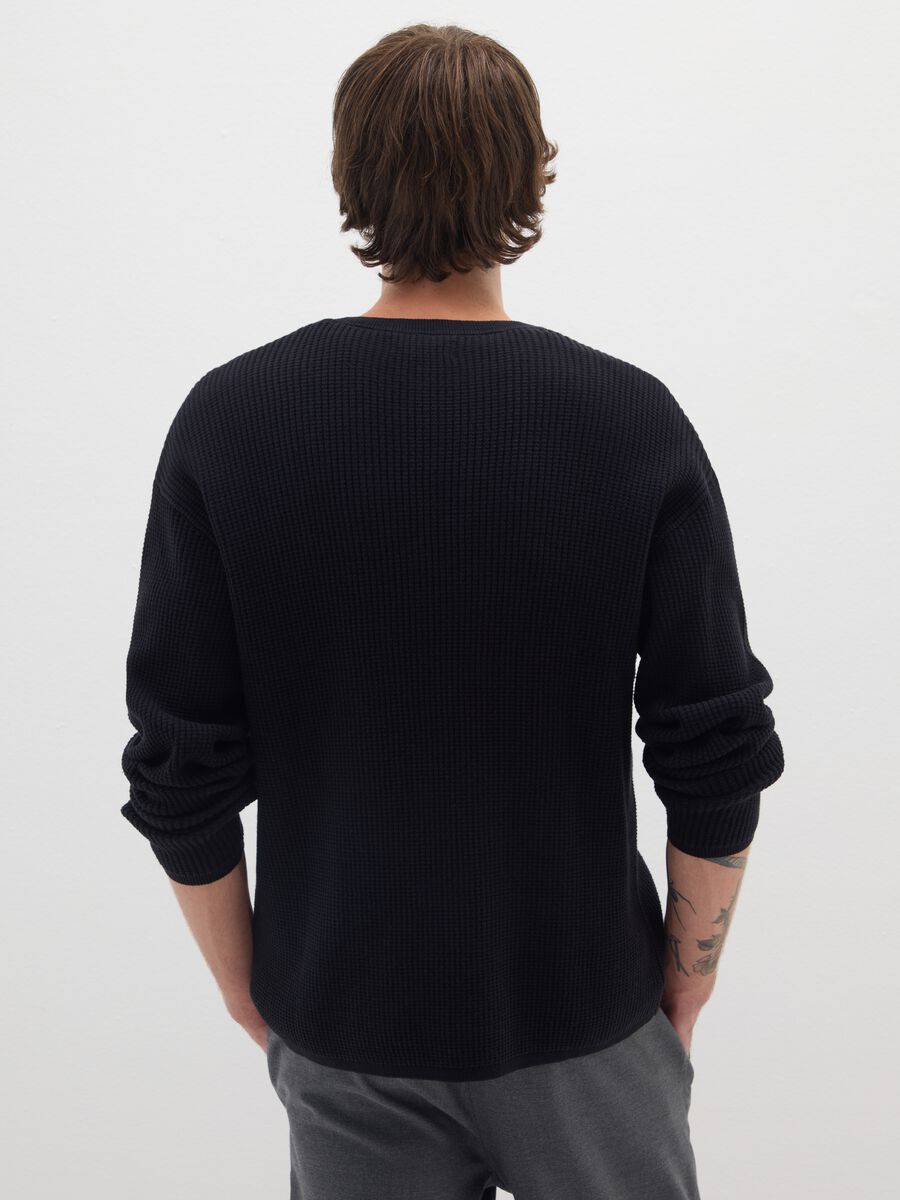 Pullover in puro cotone nero vestibilità regular_3