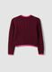 Maglia rossa in puro cotone a trecce con scollo a V per bambina_1