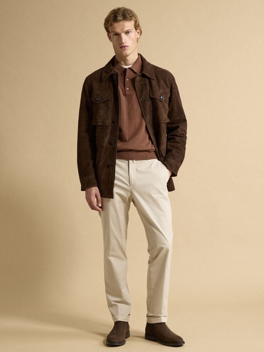Giacca imbottita marrone in vera pelle_3