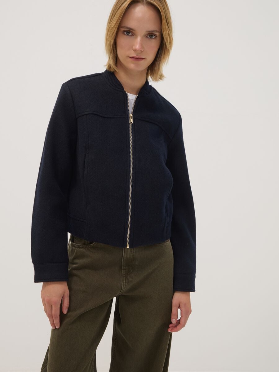 Giacca blu navy regular fit con zip_2