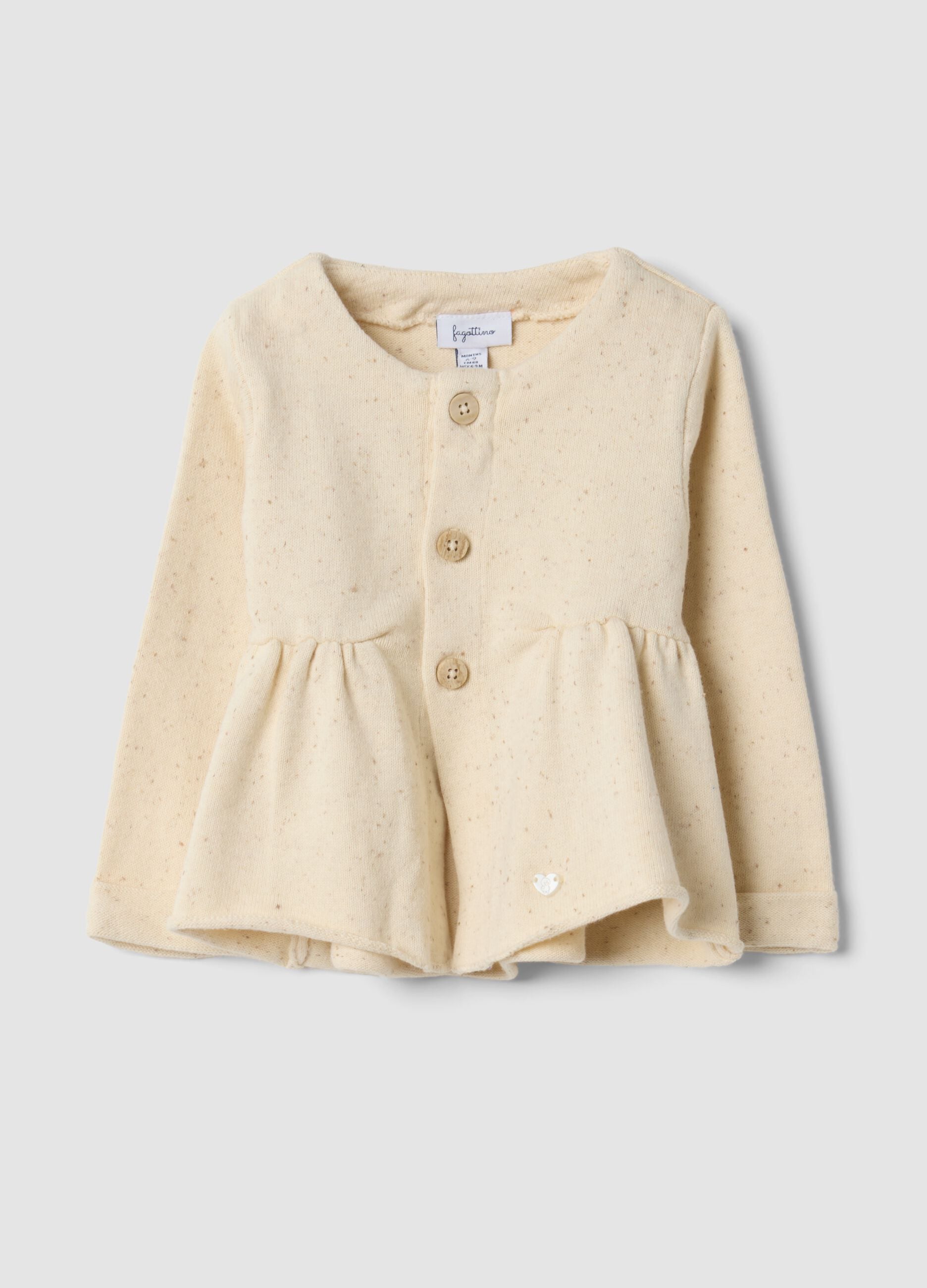 Cardigan bianco girocollo in misto cotone organico regular fit