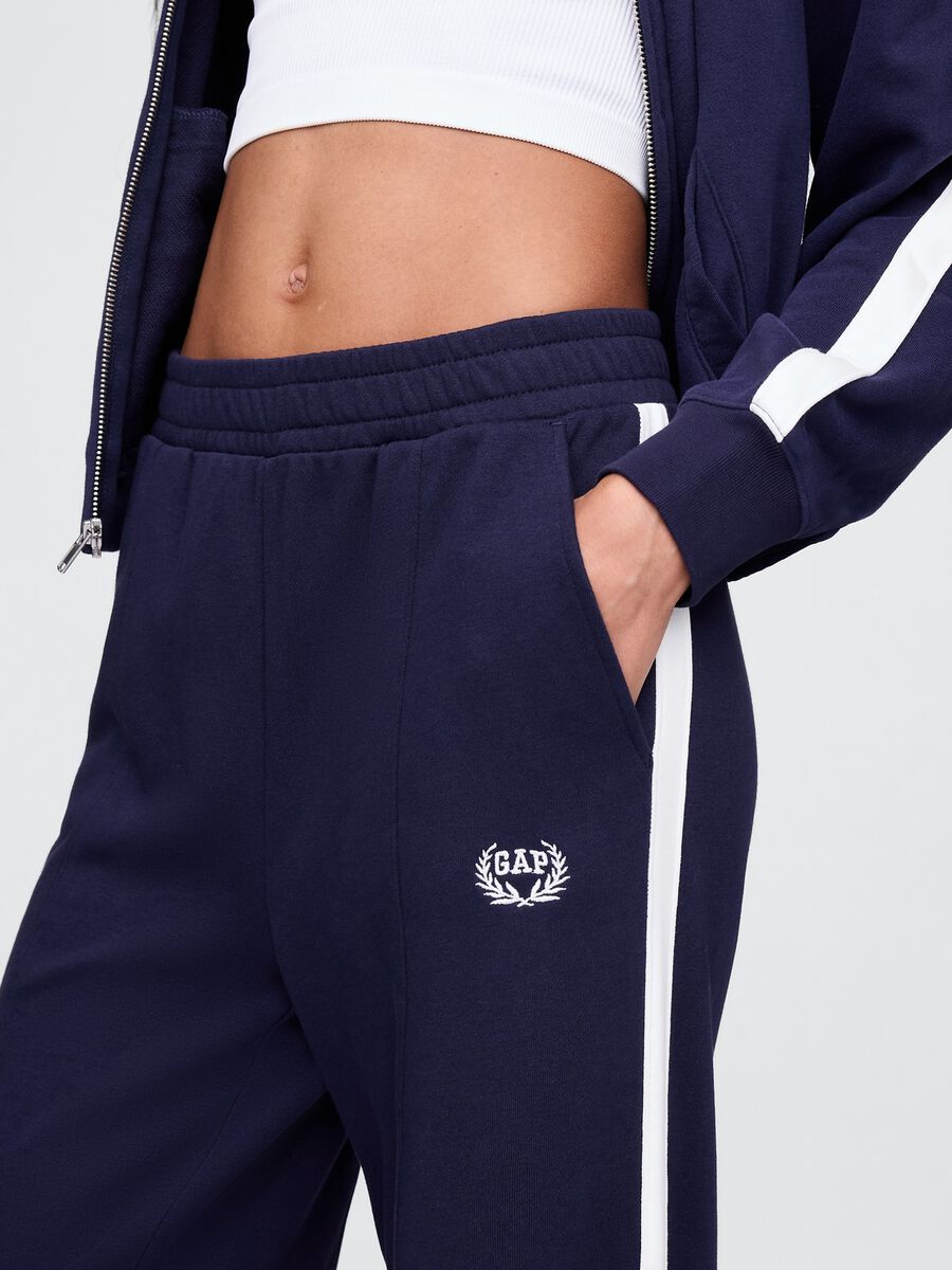 Navy blue cotton blend sports trousers_2