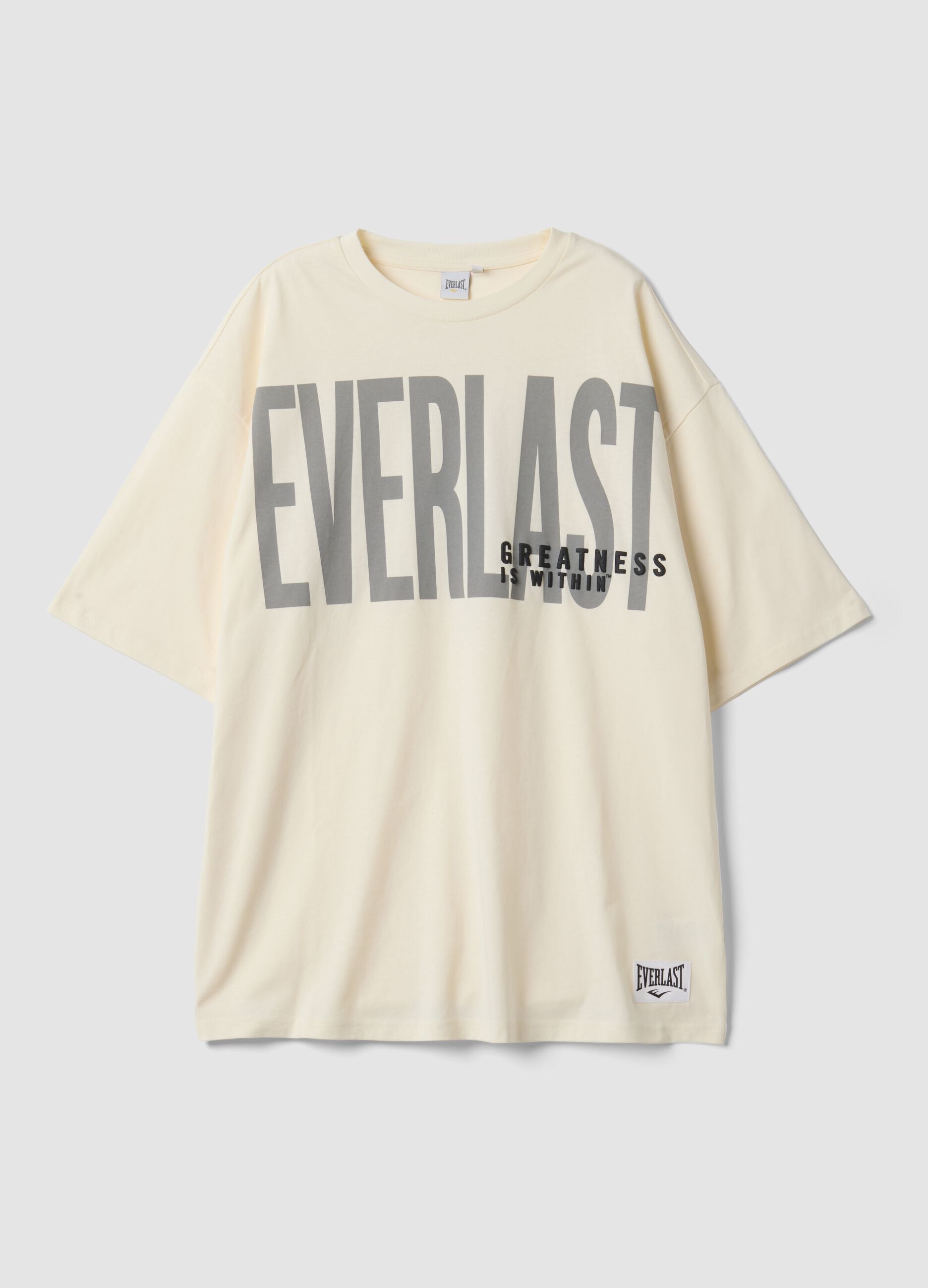 White oversized pure cotton T-shirt with front logo