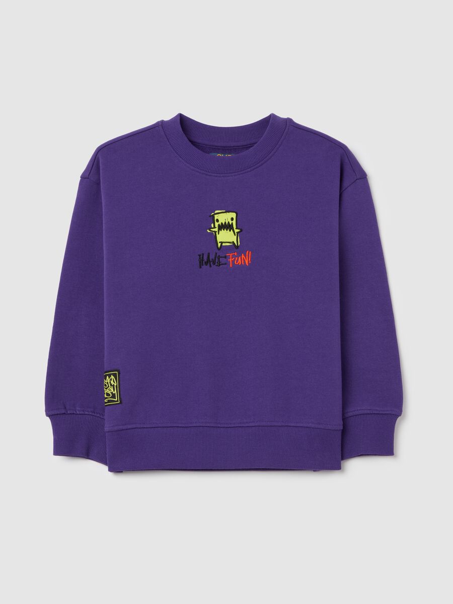 French terry sweatshirt with monster embroidery_0