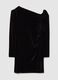 Black velvet slim fit dress with drapery_4
