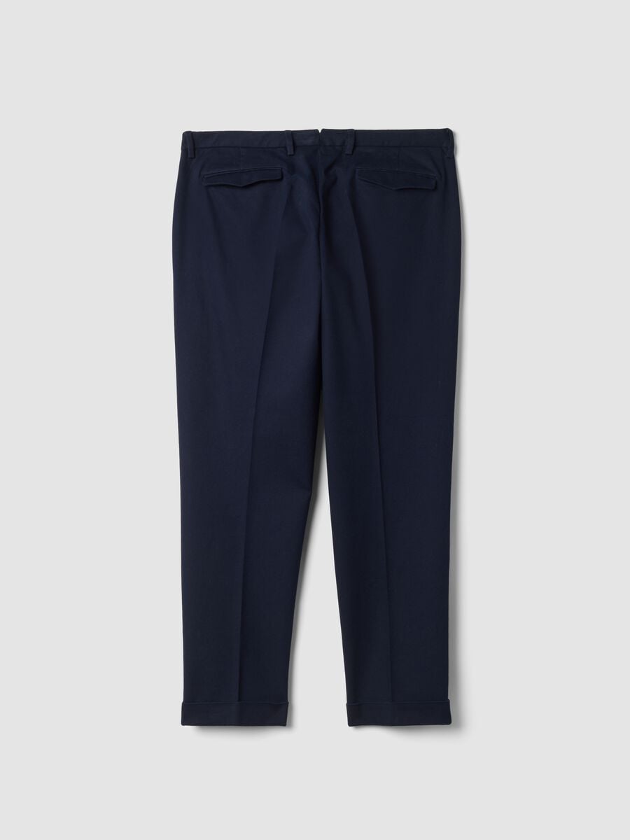 Pantaloni chino blu navy in cotone elasticizzato regular fit_1