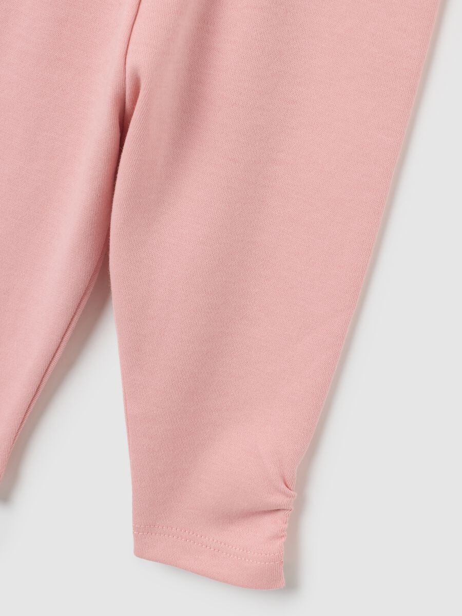 Baby Girl Set in Stretchy White and Pink Cotton Blend_3
