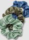 SINCERELY HAIR Medium satin scrunchies 3-piece set Blue & Green_1