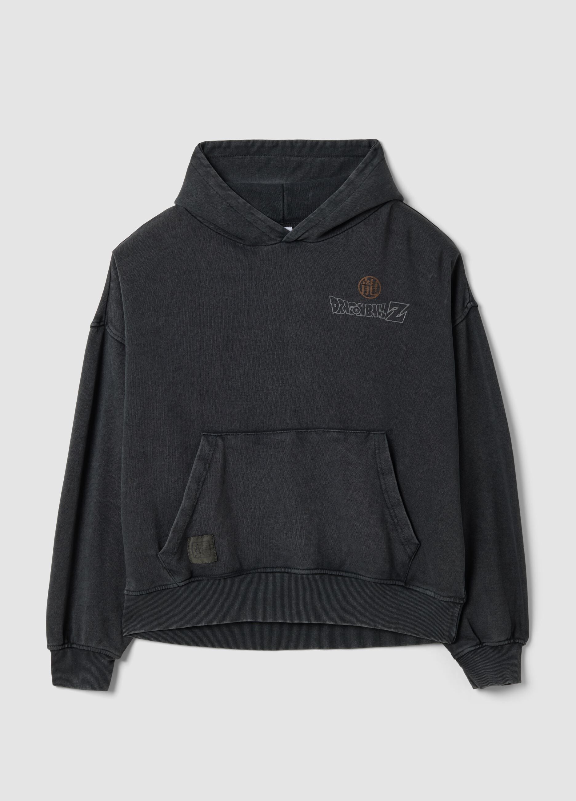 Felpa grigia in misto cotone oversize fit con stampa Dragonball