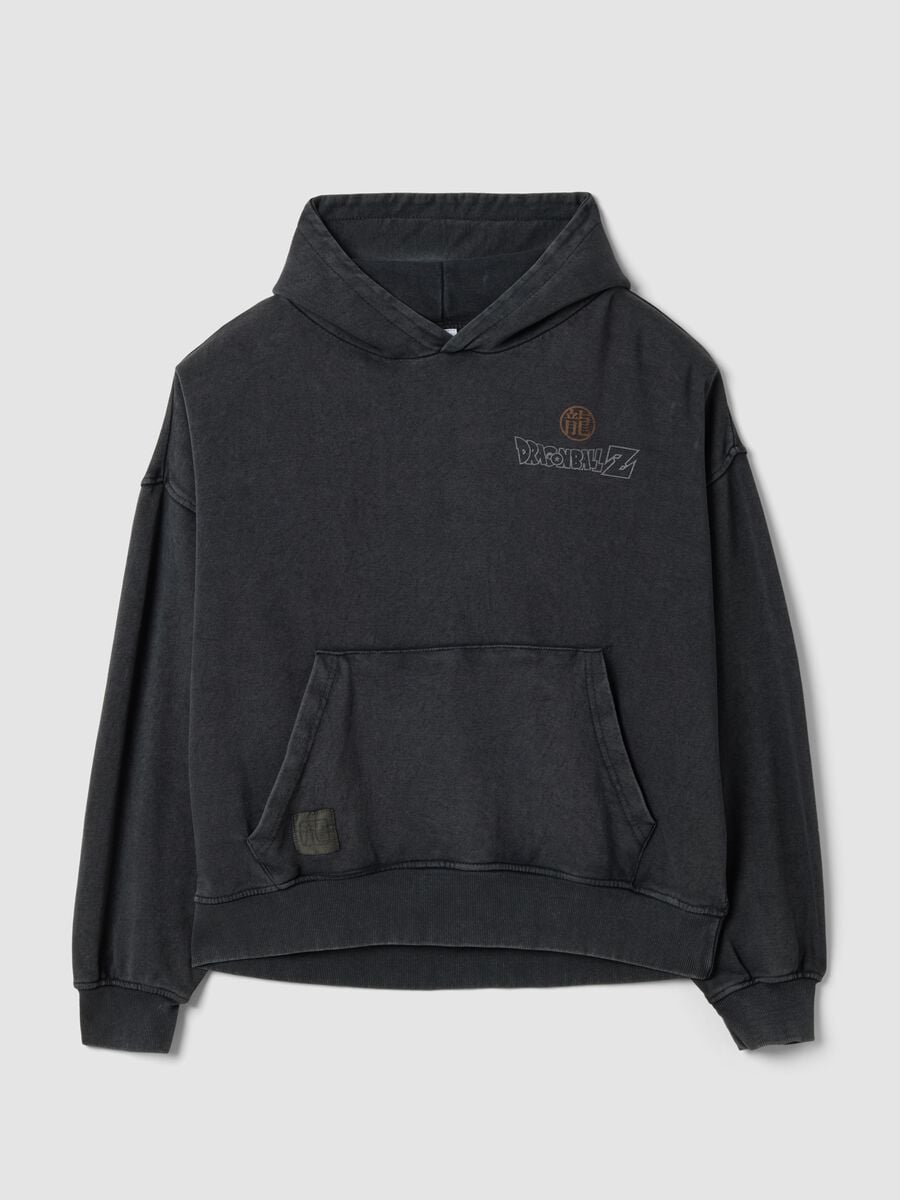 Felpa grigia in misto cotone oversize fit con stampa Dragonball_4