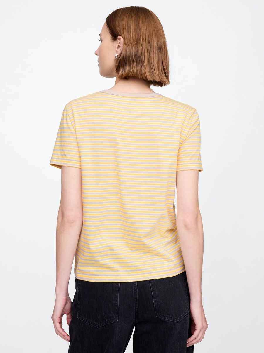 Yellow striped cotton T-shirt by Gap_2