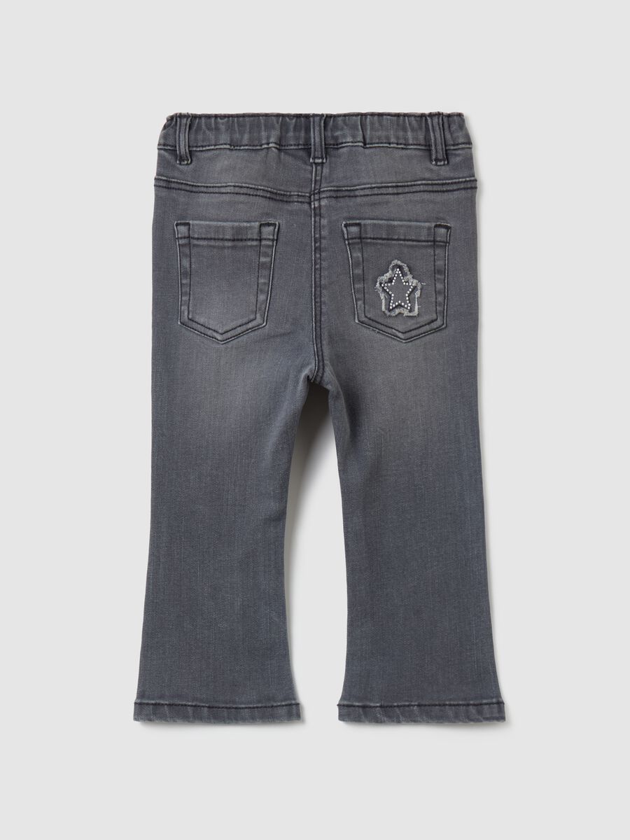 Flare-fit jeans with five pockets with diamantés_1