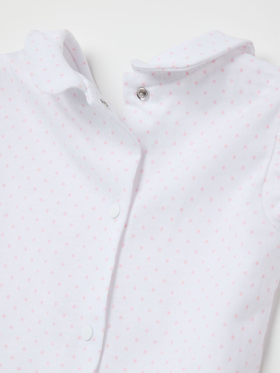T-shirt with micro polka dot pattern and dungarees in cotton set_3