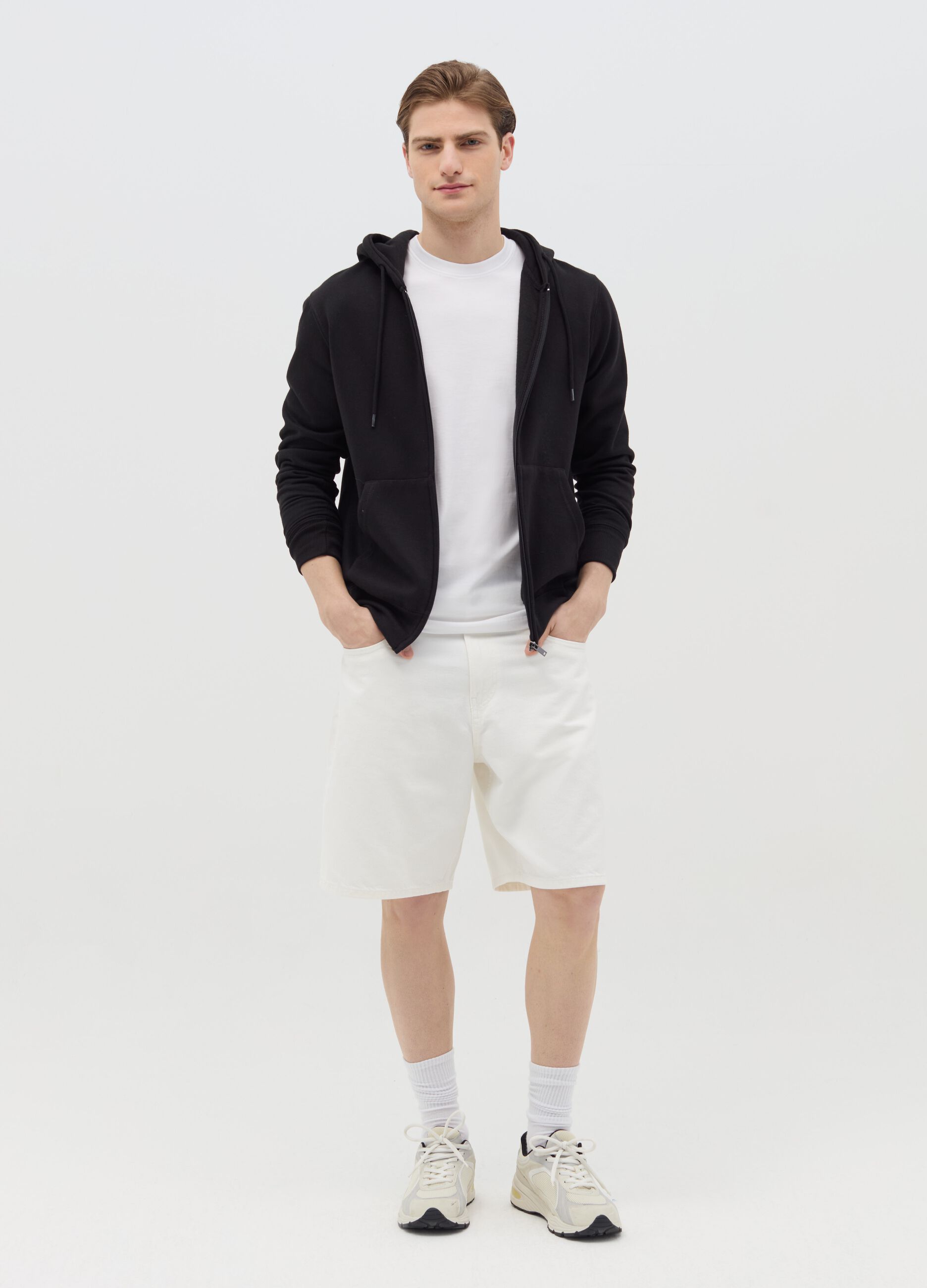 Baggy-fit Bermuda shorts in denim with five pockets
