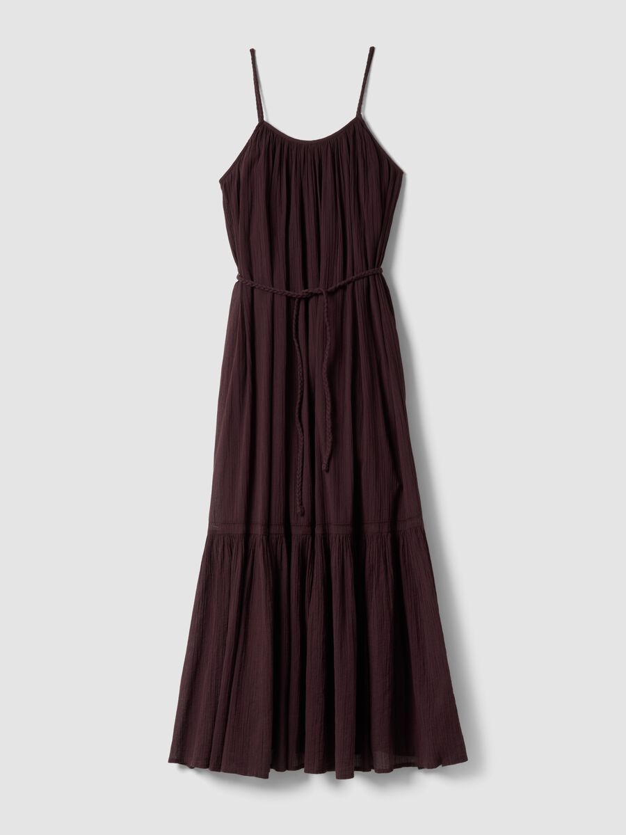 Brown pure cotton long dress regular fit_5