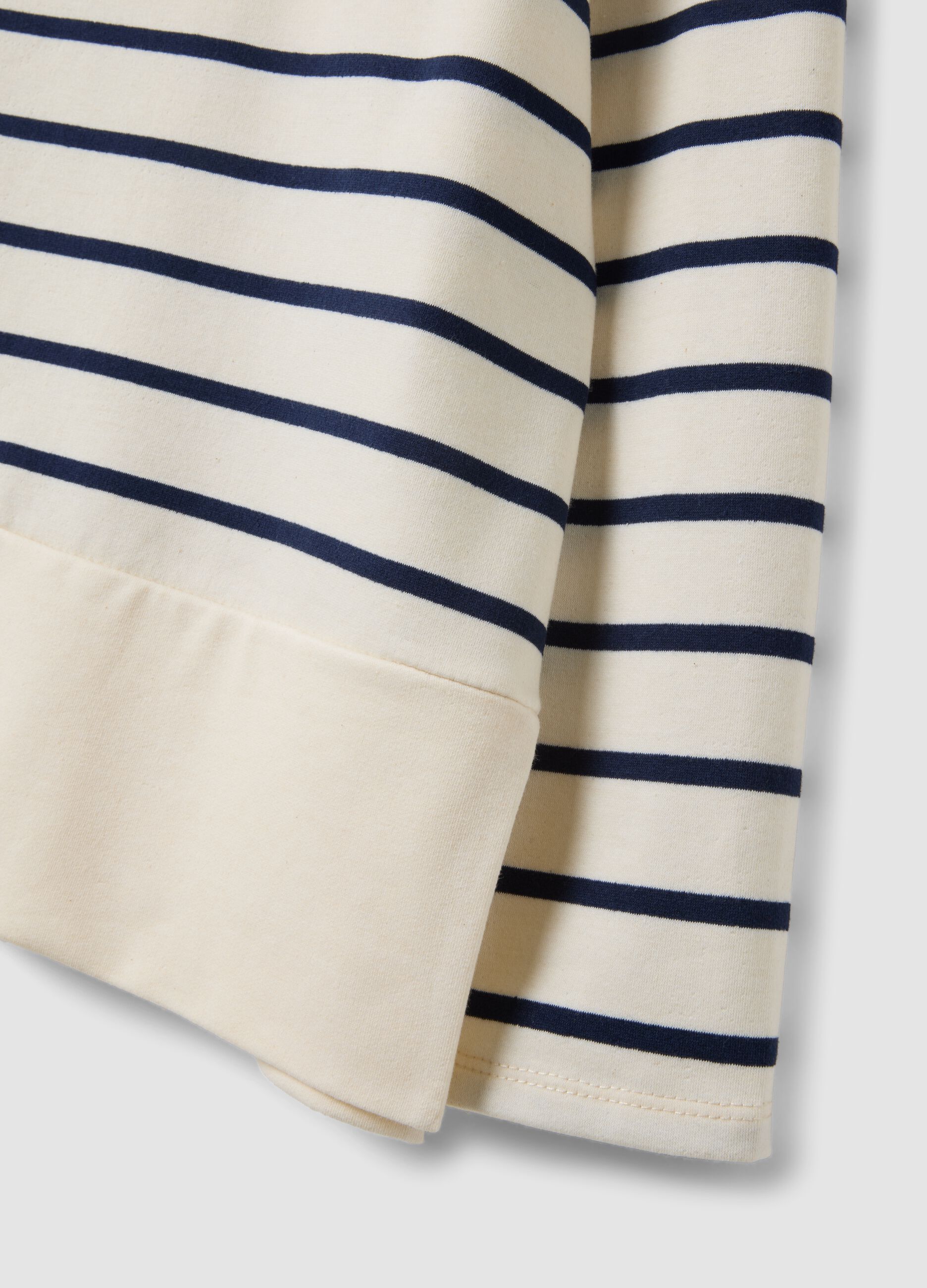 Maglia bianca a righe blu in cotone elasticizzato regular fit