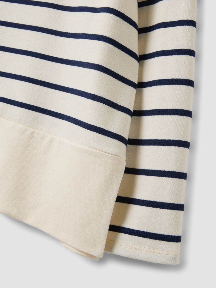 Maglia bianca a righe blu in cotone elasticizzato regular fit_5