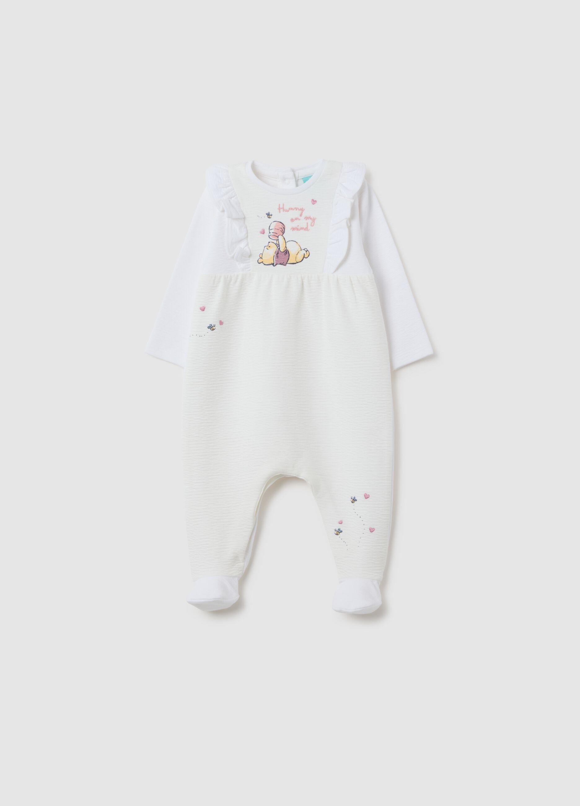 White Cotton Blend Baby Girl Romper