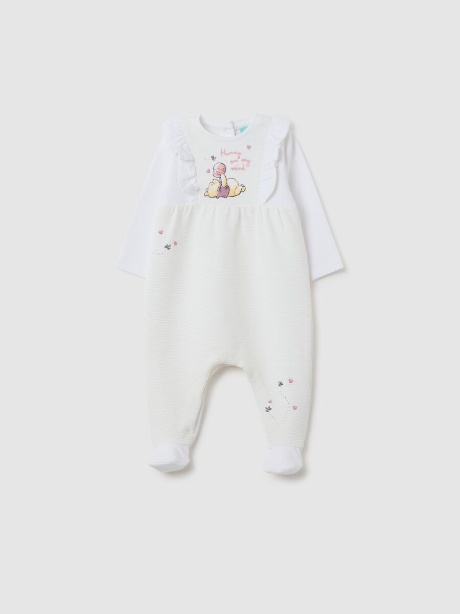 White Cotton Blend Baby Girl Romper_0