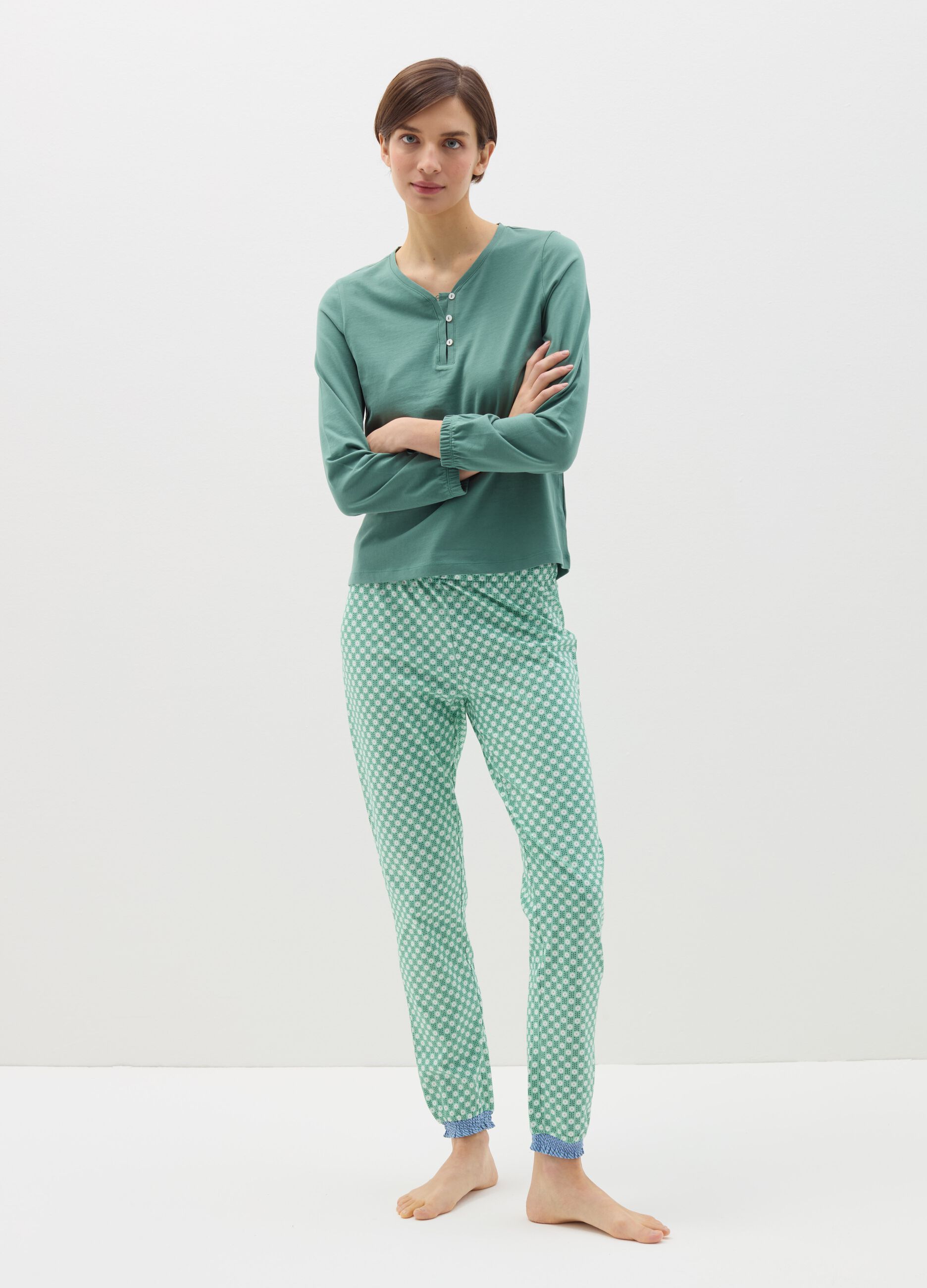 Pantalone pigiama a fiorellini