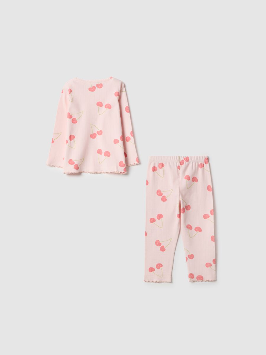 Pink baby girl pyjamas in pure cotton regular fit with cherry design_1