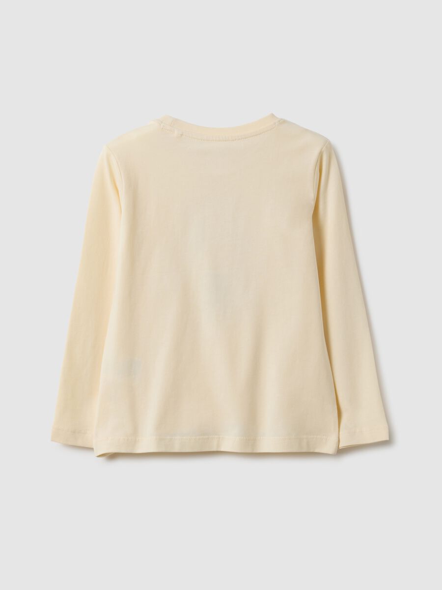 Beige pure cotton T-shirt for girls regular fit_1